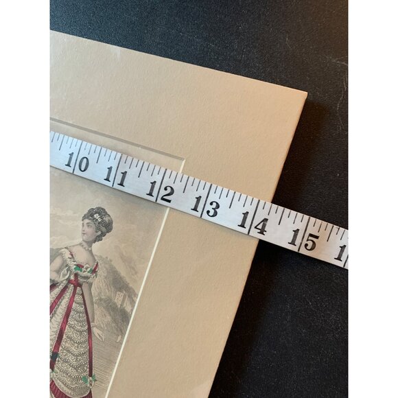 Antique Victorian Fashion Print Art Decorative Matte 1850's 14" x 12" Decor 7413 - Picture 10 of 11